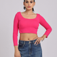 Hot Pink Cross-Back Crop Top - Statement Luxe Fit