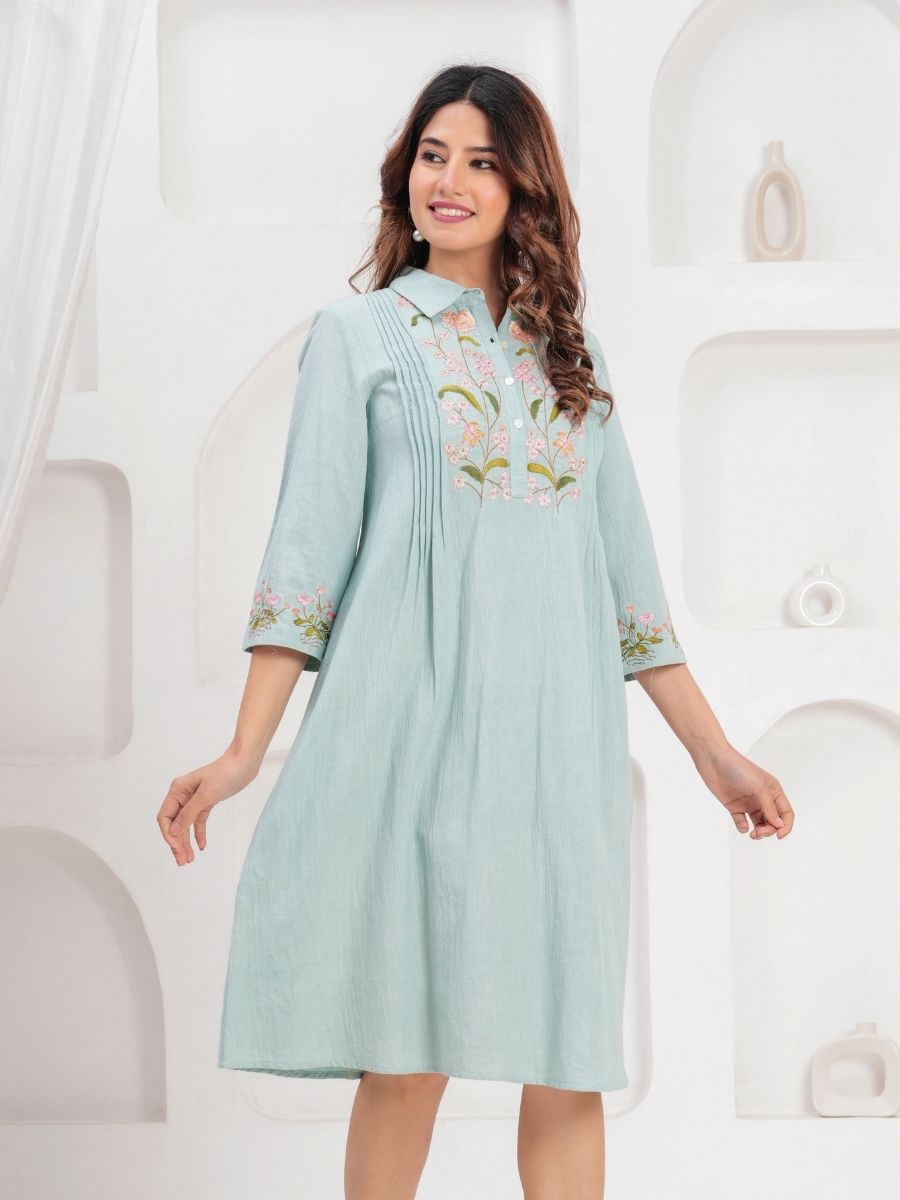 Pastel Sky Threaded Dress