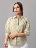 Sage Green Embroidered Cotton Shirt