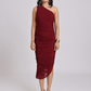 Wine Swarovski One-Shoulder Bodycon Dress