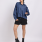 Drawstring Hem Denim Shirt