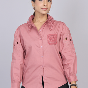 Rose Cutwork Embroidered Cotton Shirt