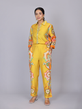 Yellow Silk Co-Ord Set with Floral Print