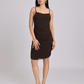 Chocolate Brown Ruched Midi Bodycon