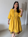 Embroidered Yellow Cotton Dress
