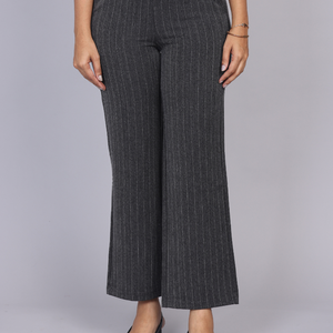 Grey Pinstripe High Waist Trouser