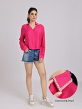 Hot Pink Pearl Collar Shirt