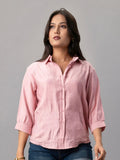 Blush Pink Scallop Hem Embroidered Shirt
