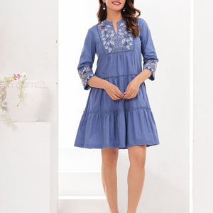 Blue Fit & Flare Dress