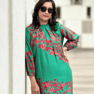 Green Silk Print Co-Ords Set