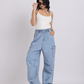 Light Blue Wide-Leg Cargo Jeans