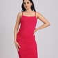 Hot Pink Luxe Draped Bodycon Dress