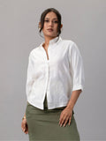 Classic White Embroidered Scallop Hem Shirt
