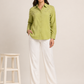 Olive Green Fit Pearl & Diamond-Embellished Shirt