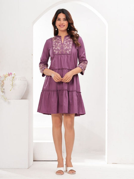 Plum Charm Fit & Flare Dress