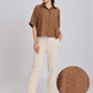Cocoa Brown Pearl-Diamond Oversized Shirt