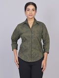 Deep Olive Cutwork Shirt