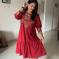 Red Embroidered Cotton Dress