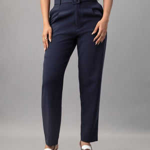 High Waist Tapered Trousers with Belt