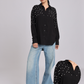 Black Oversized Pearl & Diamond Embellished Shirt