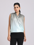 Mint Satin Drape Neck Top