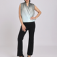 Mint Satin Drape Neck Top