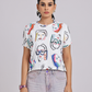 Face Print Relaxed Fit White T-Shirt
