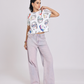 Face Print Relaxed Fit White T-Shirt