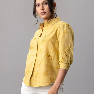Sunbeam Yellow Embroidered Cotton Shirt