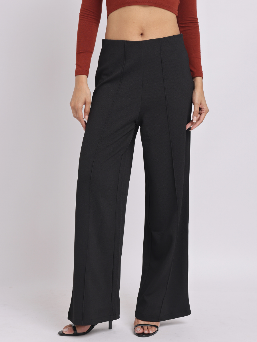 Black High-Waist Wide-Leg Trouser
