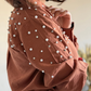 Brown Fit Pearl & Diamond-Embellished Shirt