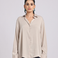 Beige Premium Flowy Satin Oversized Shirt
