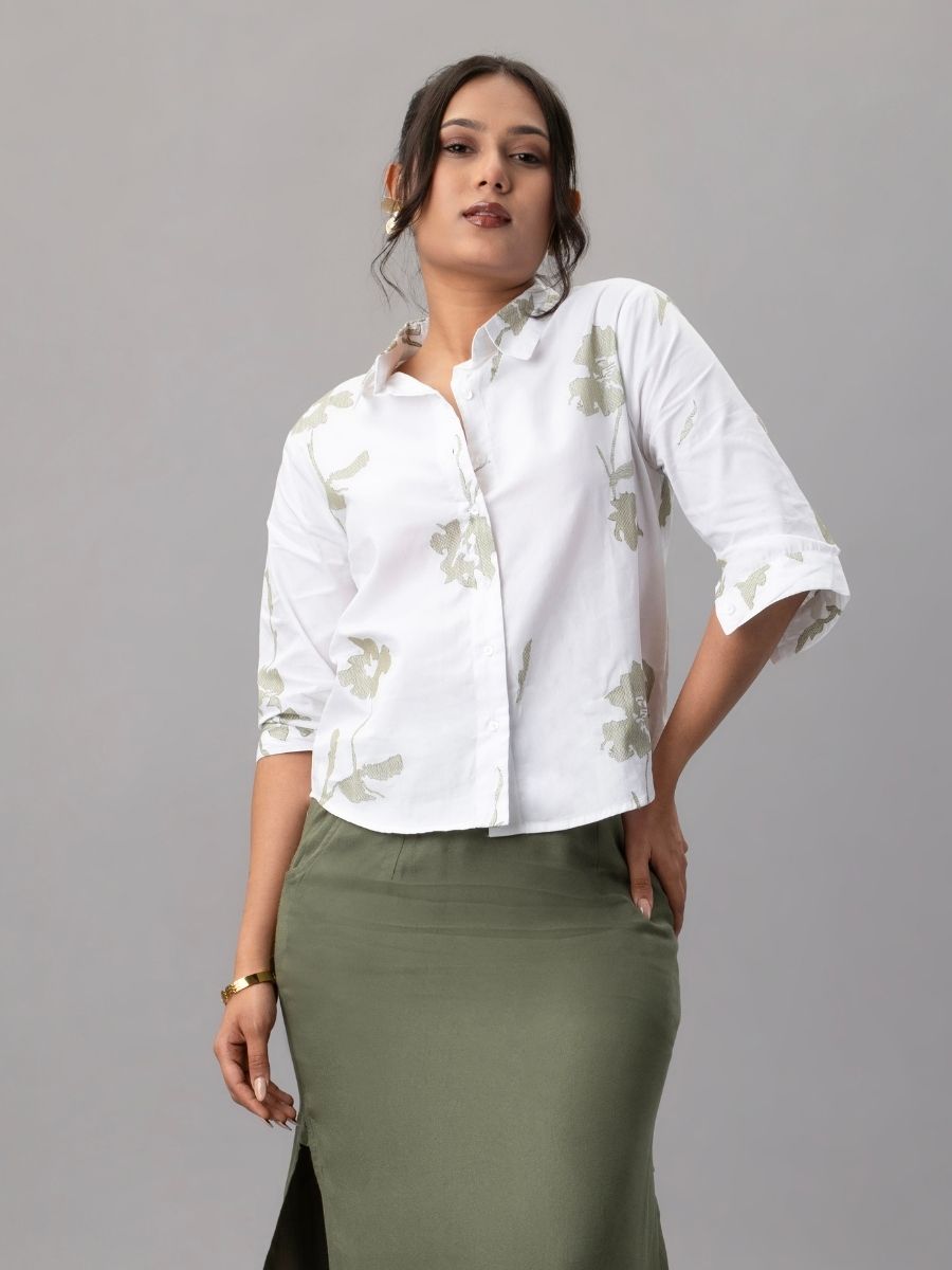 Sage Bloom Cotton Shirt