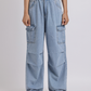 Light Blue Wide-Leg Cargo Jeans