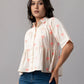 Palm Breeze Peplum Cotton Shirt - Pink