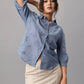 Blue Cotton Shirt with Cutwork Embroidery