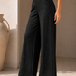 Black Luxe Rhinestone Embellished High-Rise Wide-Leg Trousers