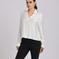 Pearl-Trim Luxe Satin Shirt - White