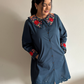 Embroidered Blue Collar Dress