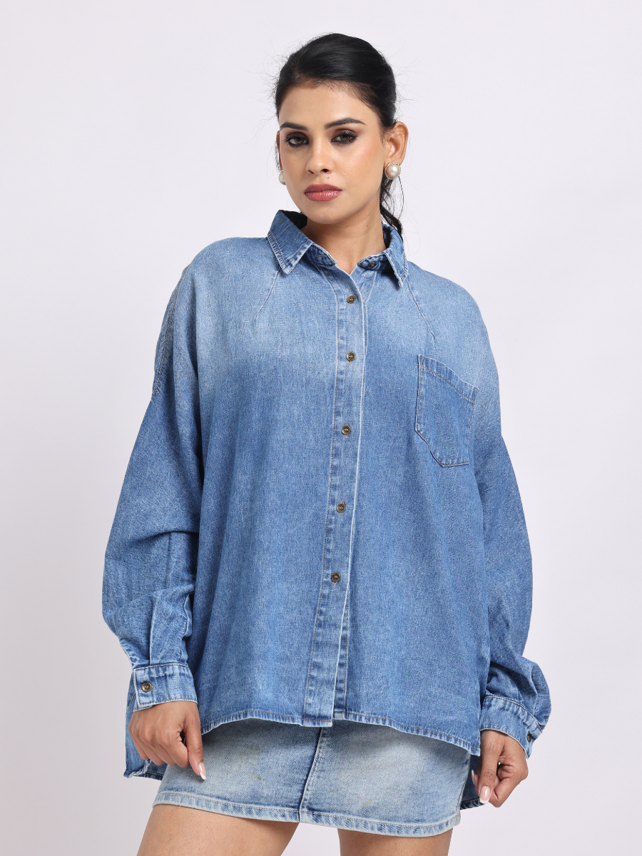 Oversized Light-Blue Denim Shirt