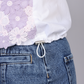 Lilac Lace Patch Cotton Shirt with Drawstring Hem