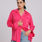 Pink Premium Flowy Satin Oversized Shirt