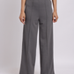 Grey High-Waist Tailored Wide-Leg Trousers
