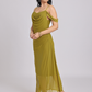 Olive Green Draped Cold-Shoulder Maxi Dress