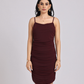 Wine Ruched Spaghetti Strap Bodycon Dress