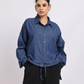 Drawstring Hem Denim Shirt