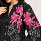 Black Embroidered Cotton A-Line Midi Dress