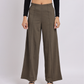 Olive Green Wide-Leg High-Rise Trousers