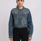 Mid Blue Cropped Denim Jacket for Women