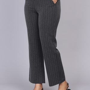 Grey Pinstripe High Waist Trouser